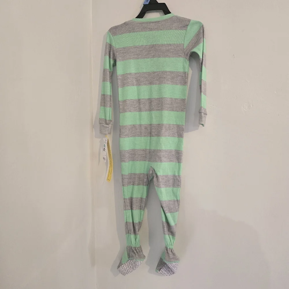 🍒🍒 Striped Gray and Green Kids One Piece